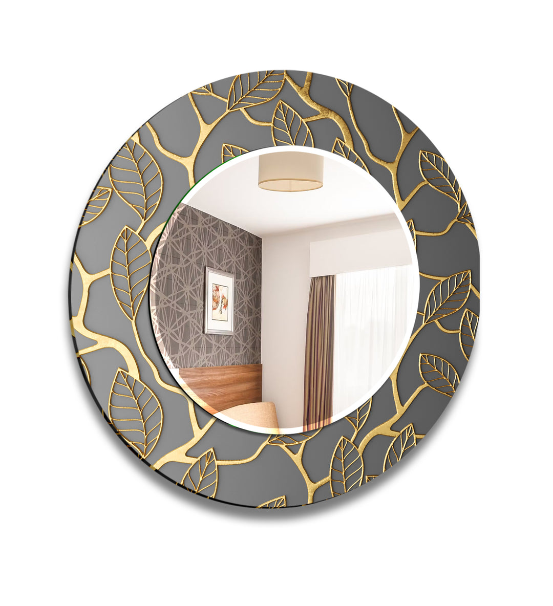 Abstract Gray Golden Line Wall Mirror Mosaic Mirror 
