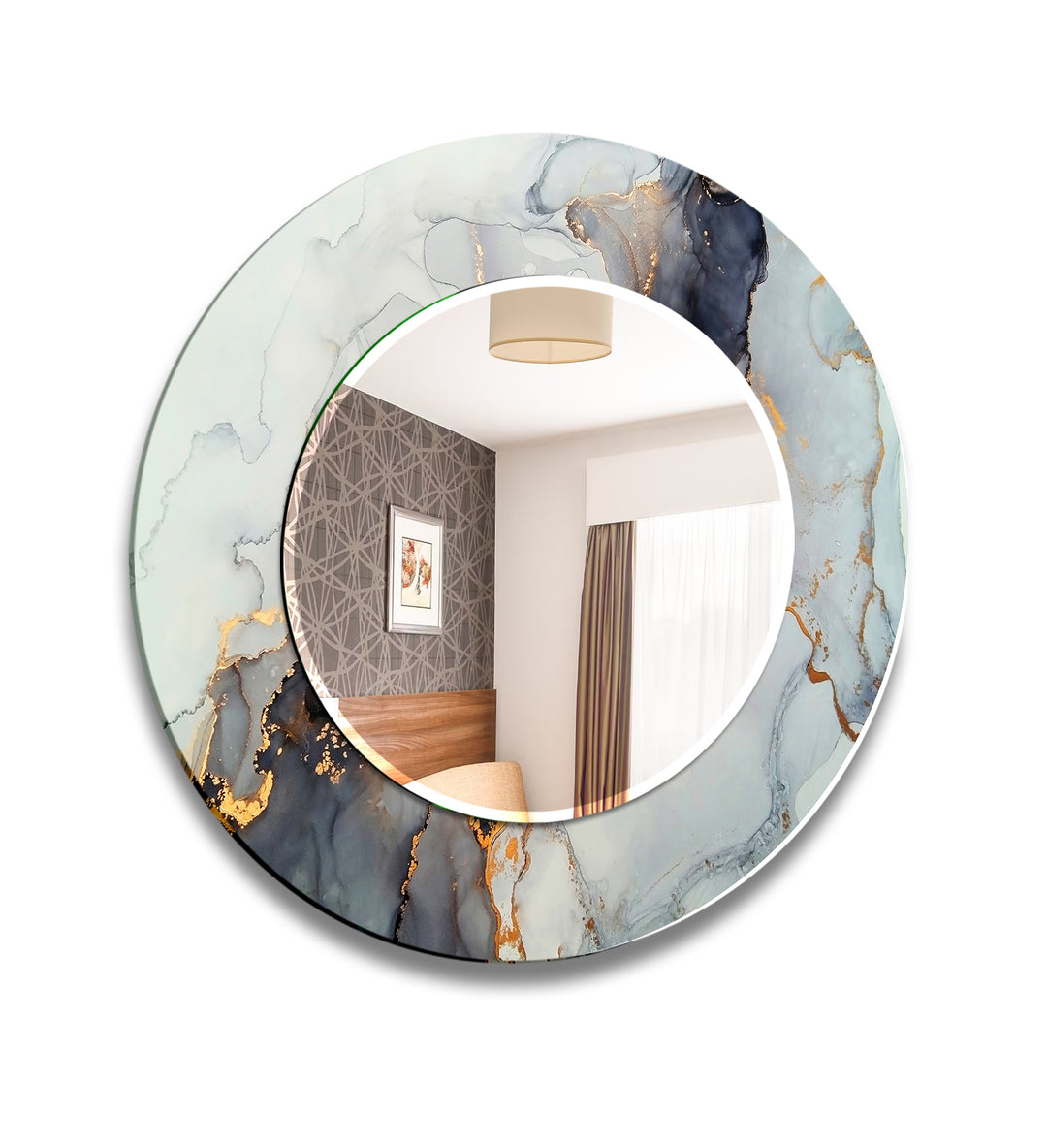 White & Golden Marble Wall Mirror white framed mirror
