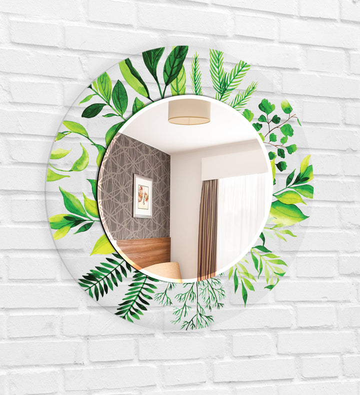 Transparent Green Tropical Round Wall Mirror Black Wall Mirror
