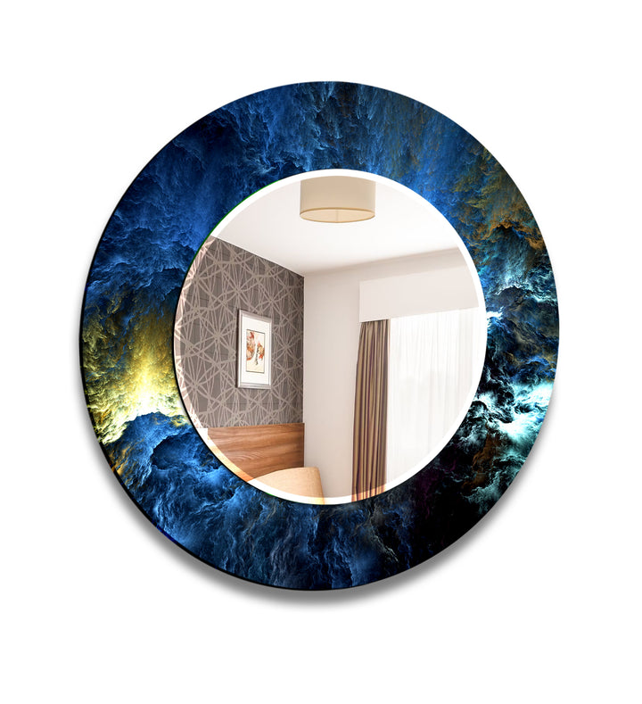 Abstract Space Round Wall Mirror Marble Mirror
