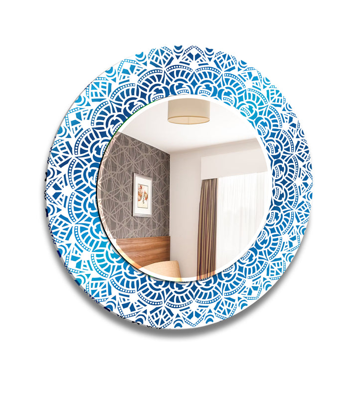 Mosaic Blue Round Wall Mirror Gold Wall Mirror
