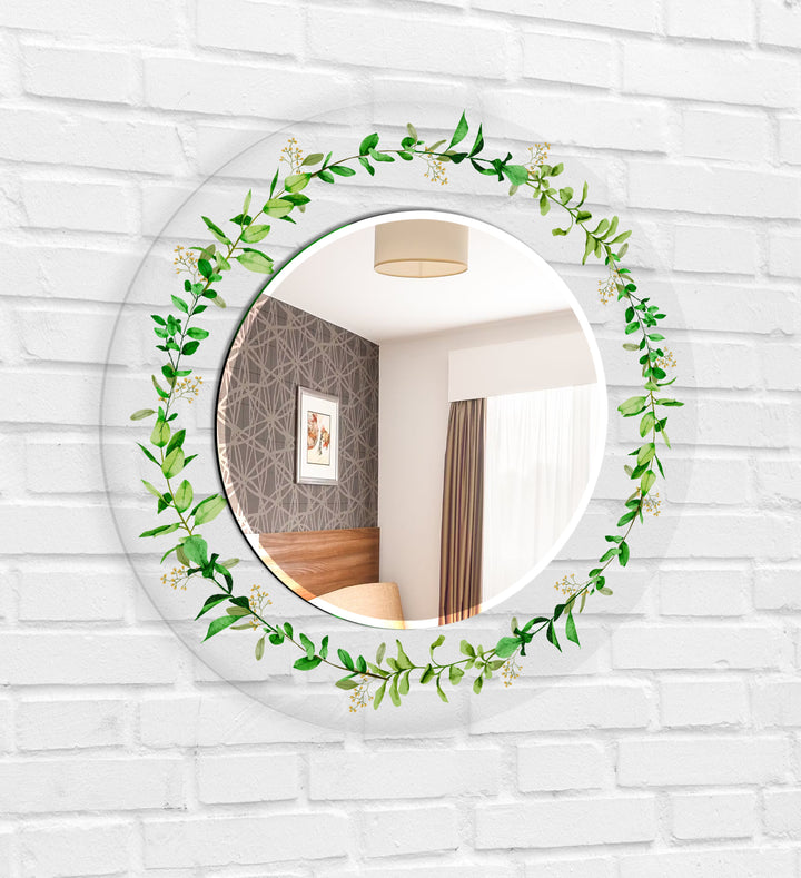 Transparent Green Round Wall Mirror Bathroom Wall Mirror
