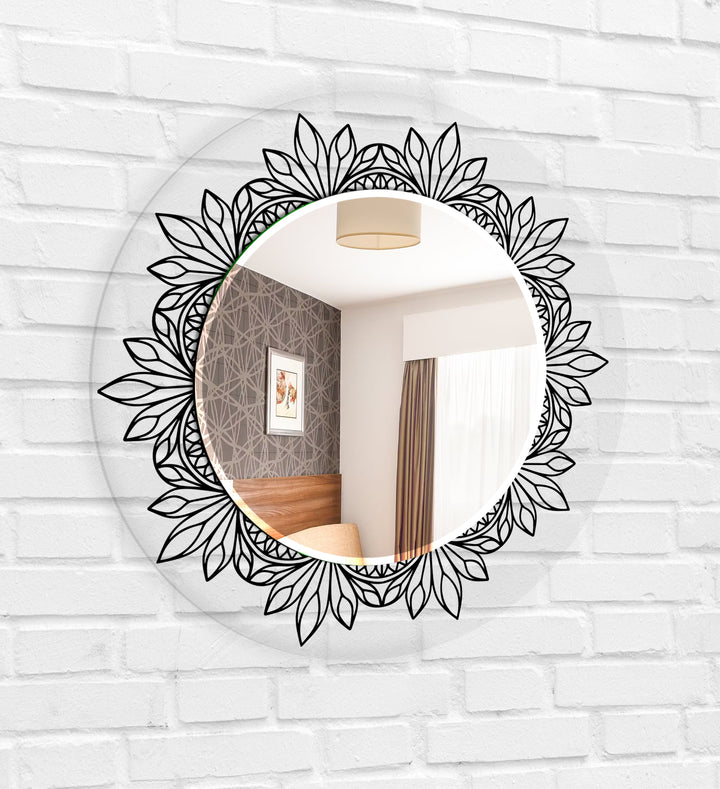 Transparent Round Black Wall Mirror mirror wall art
