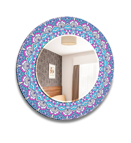 Mandala Round Tempered Glass Wall Mirror