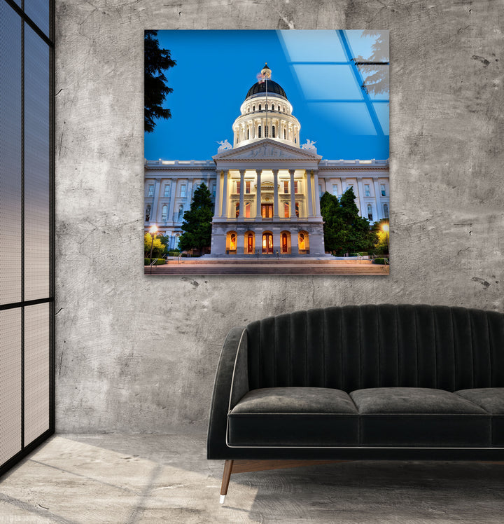 California's Iconic Capitol: Government Building Captured in Stunning Glass Art
