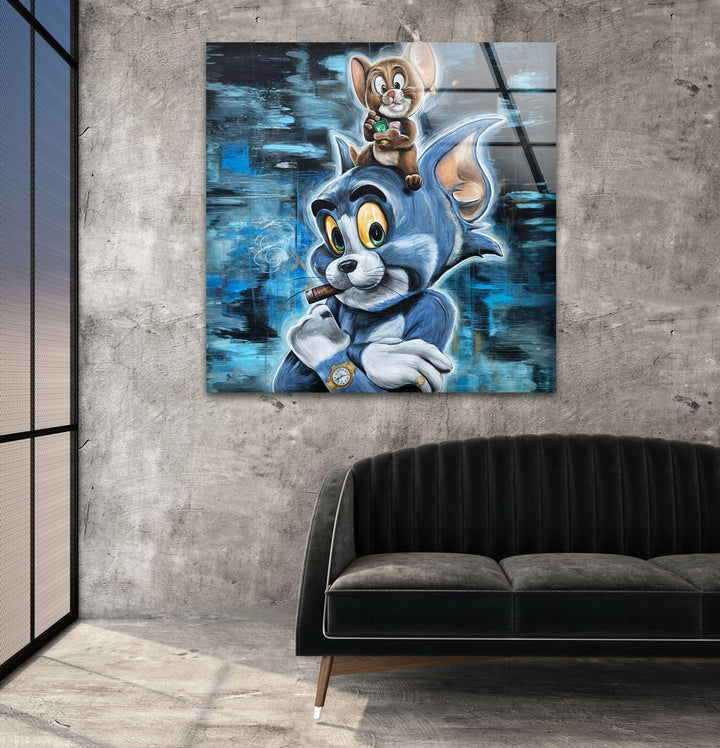 Tom and Jerry Glass Wall Art glass image printing, glass prints from photos
