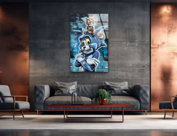 Tom and Jerry Glass Wall Art glass photo prints, glass picture prints
