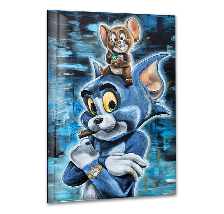 Tom and Jerry Glass Wall Art glass wall decor, glass wall art decor
