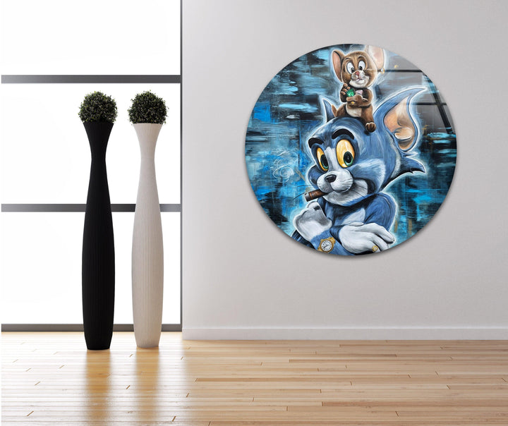 Tom and Jerry Glass Wall Art large glass photo prints, glass wall photos
