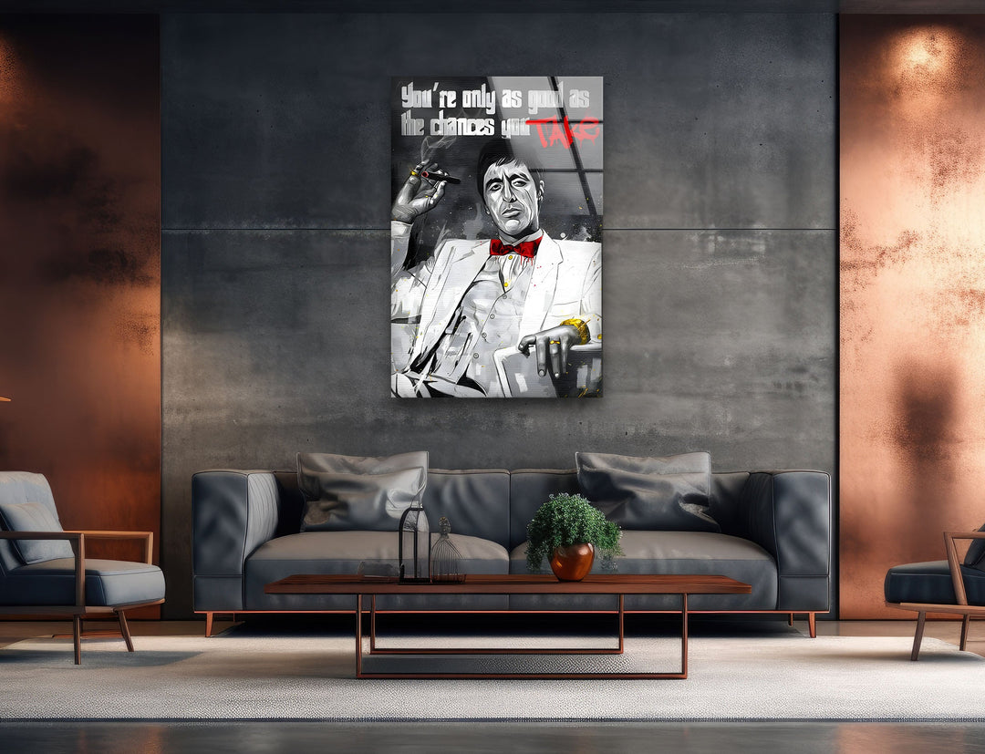 Tony Montana Glass Wall Art photo print on glass, prints on glass wall art
