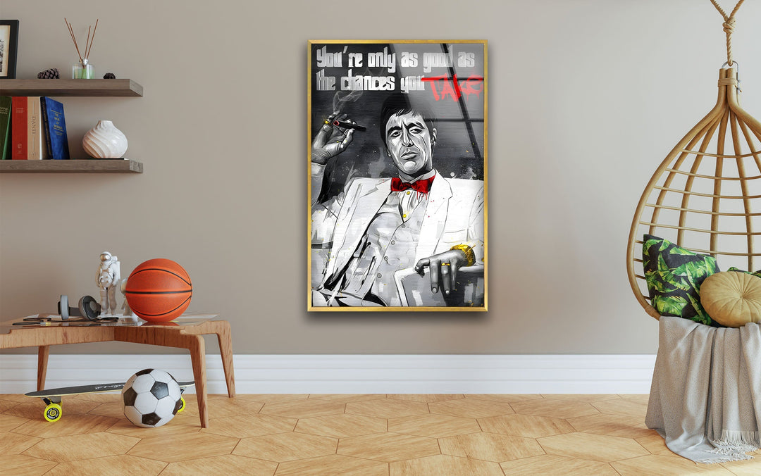 Tony Montana Glass Wall Art custom glass photo prints, large glass prints
