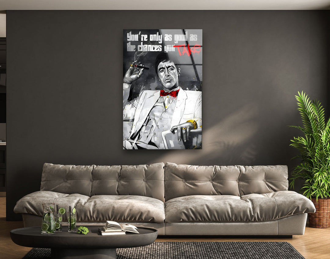 Tony Montana Glass Wall Art Glass Printing Wall Art, Print photos on glass
