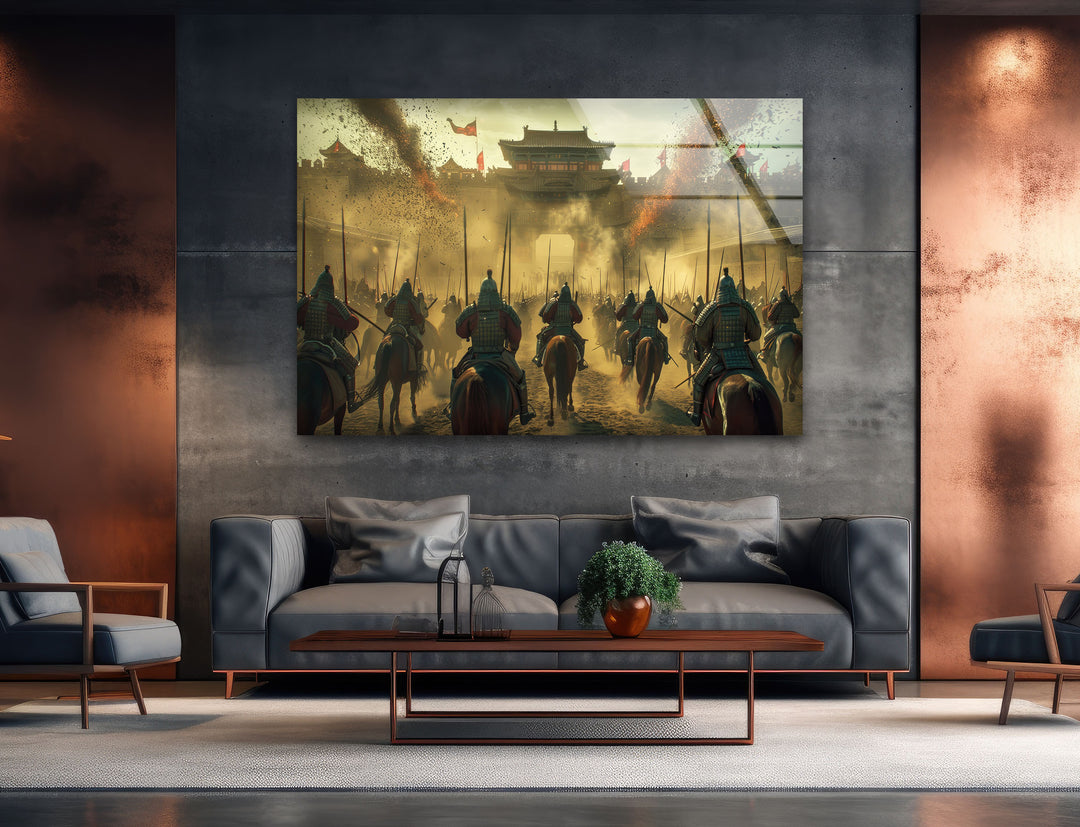 Chinese Warriors Glass Wall Art