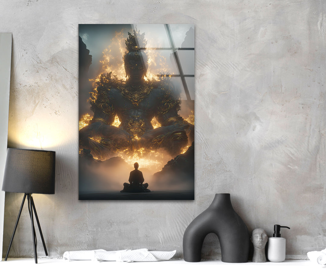 Chinese Mythology Glass Wall Art custom glass pictures, glass art prints
