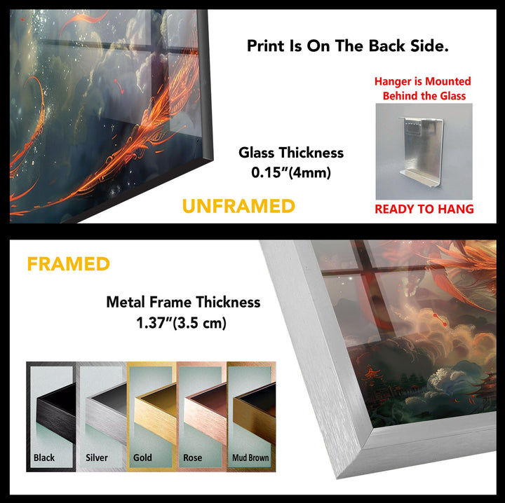 Chinese Phoenix Tempered Glass Wall Art - MyPhotoStation