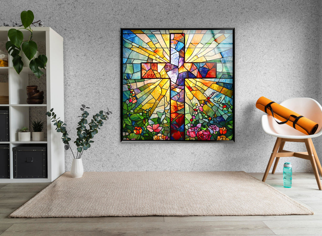 Christian Colored Stained Glass Wall Art custom glass pictures, glass art prints
