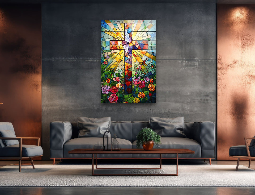 Christian Colored Stained Glass Wall Art custom glass photo prints, large glass prints
