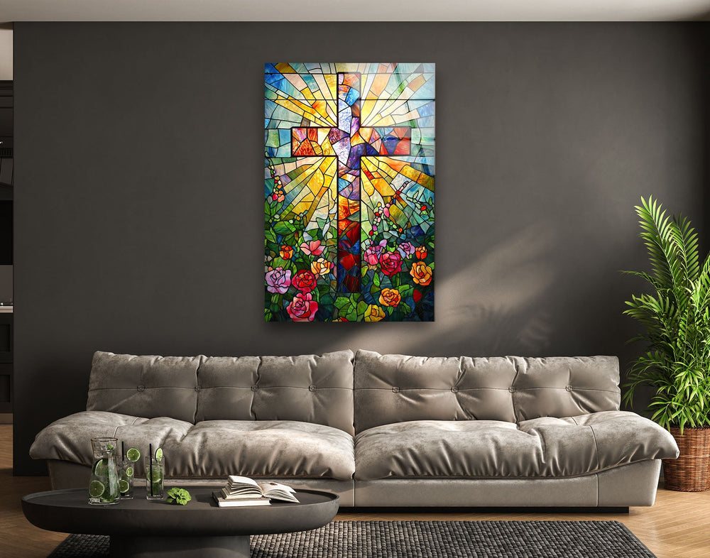 Christian Colored Stained Glass Wall Art glass art painting, glass art for the Wall
