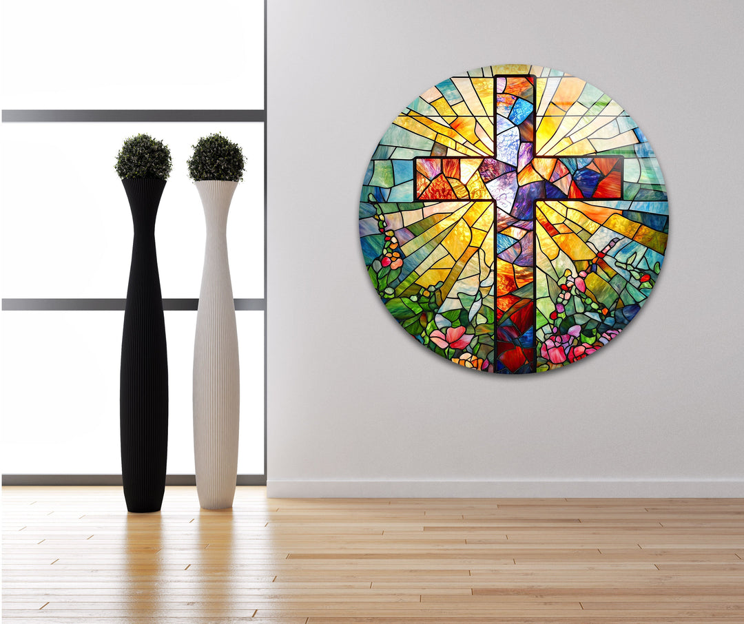 Christian Colored Stained Glass Wall Art glass image printing, glass prints from photos
