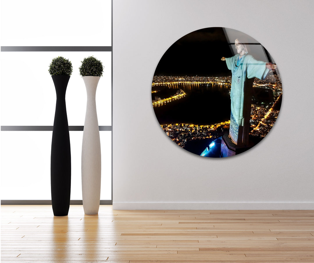 Christ the Redeemer: A Breathtaking Cityscape of Rio on Glass Wall Art
