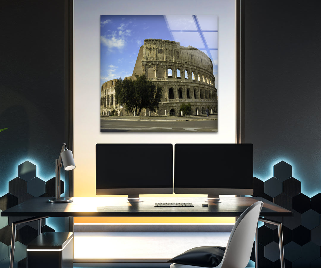 Roman Heritage: Colosseum Glass Wall Art
