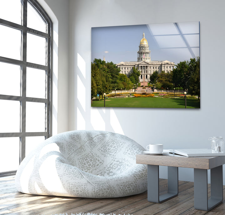 Colorado State Capitol: Majestic View of Denver’s Landmark on Glass
