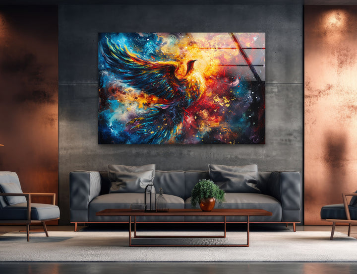 Fiery Phoenix Glass Wall Art glass pictures for Wall, glass prints wall art