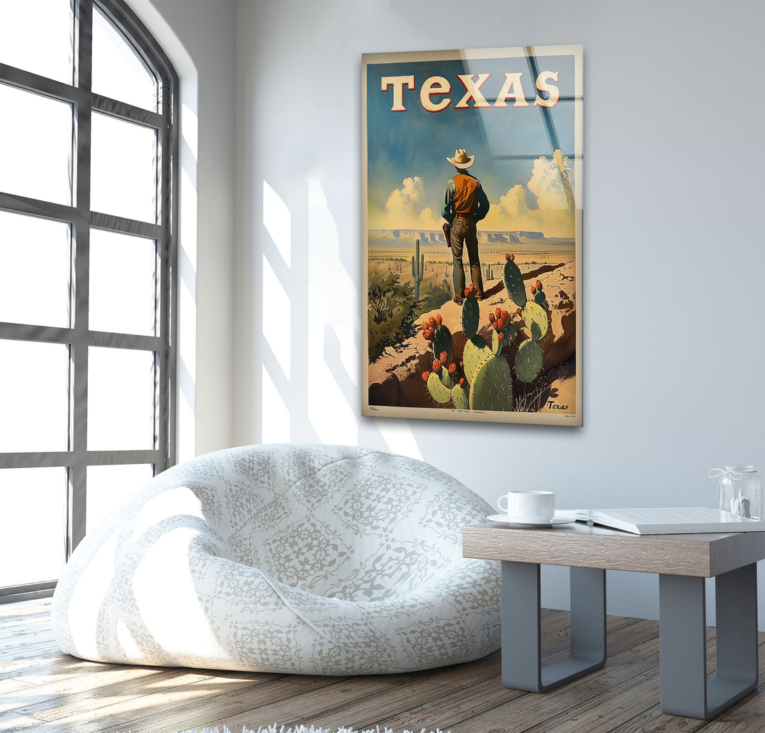 Cowboy in the Desert Texas  Print on Glass Art Pieces