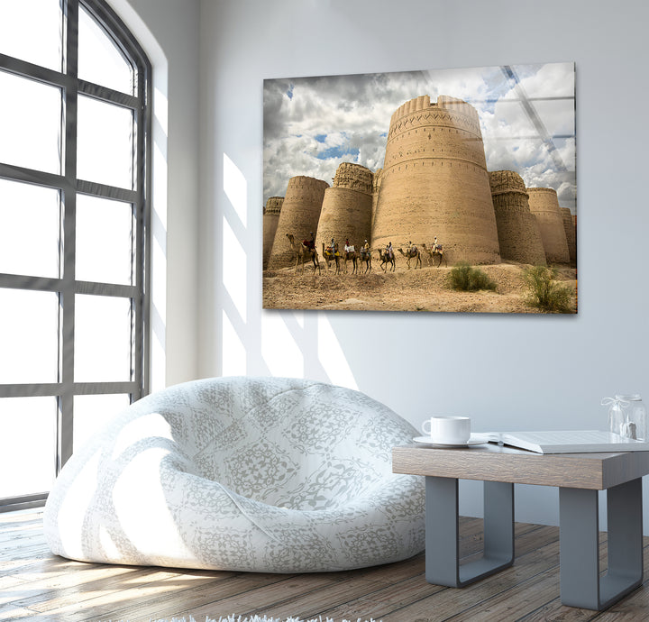 Thar Desert and Derawar Fort: Historic Landmark on Glass Wall Art
