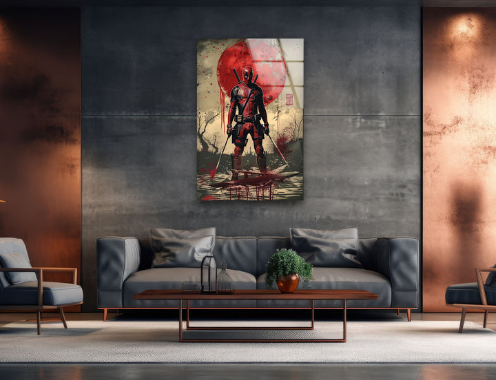 Deadpool Poster Glass Wall Art glass art painting, glass art for the Wall
