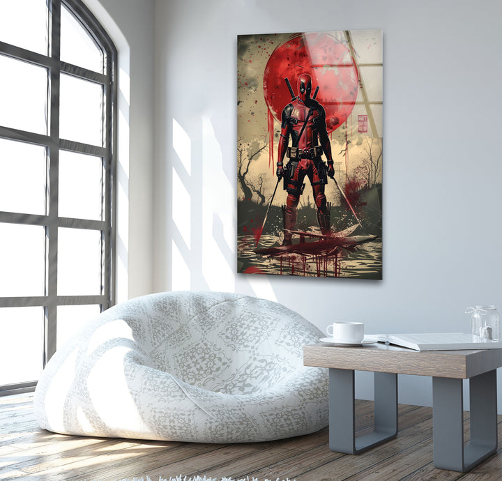 Deadpool Poster Glass Wall Art large glass photo prints, glass wall photos
