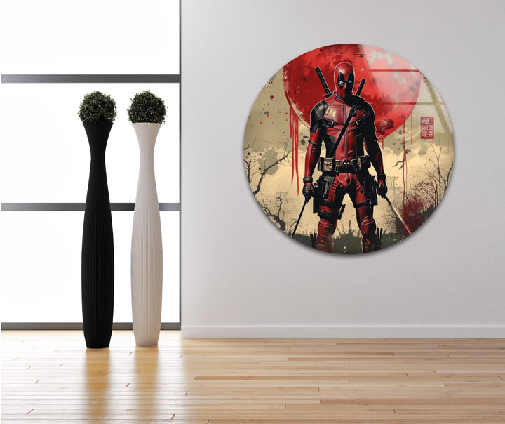 Deadpool Poster Glass Wall Art print on glass, glass printed photos
