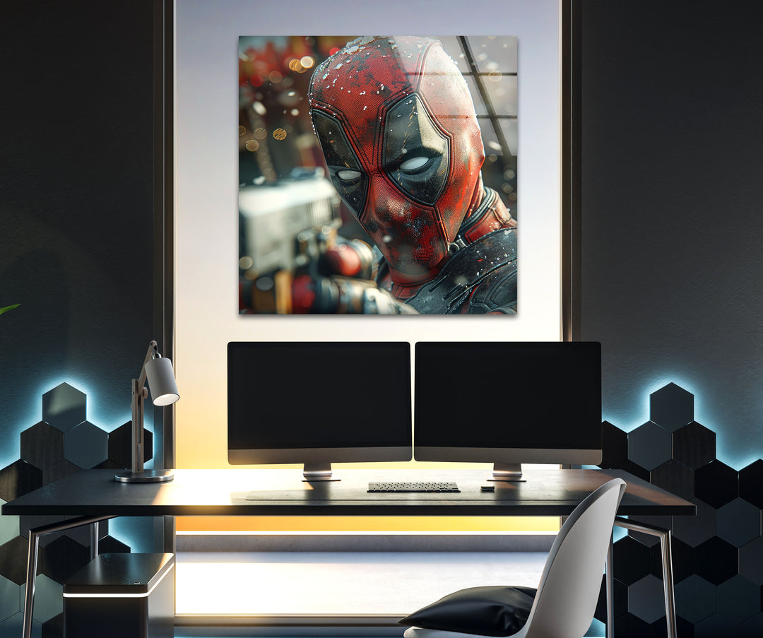 Deadpool Glass Wall Art print on glass, glass printed photos
