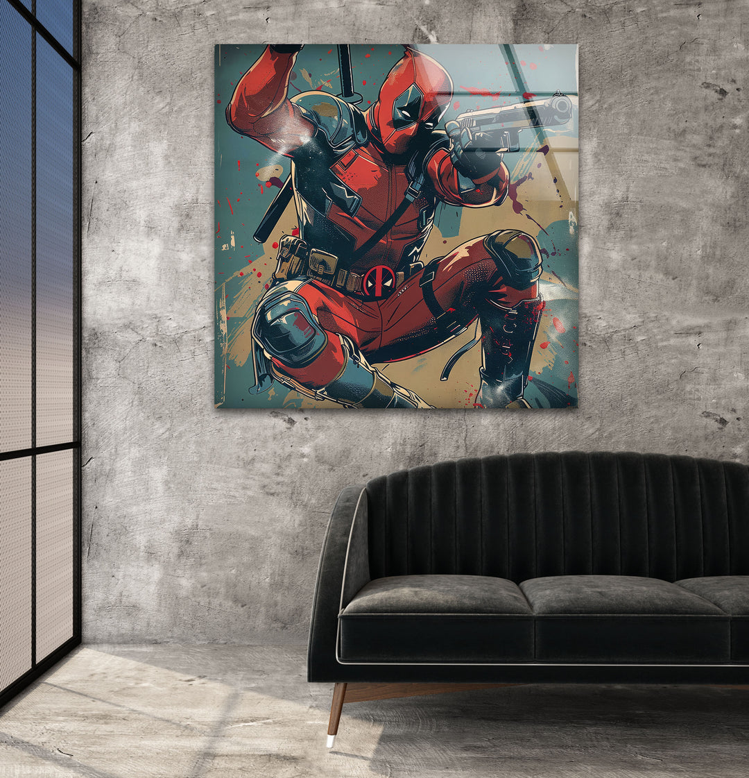 Deadpool Movie Poster Glass Wall Art, glass pictures for Wall, glass prints wall art