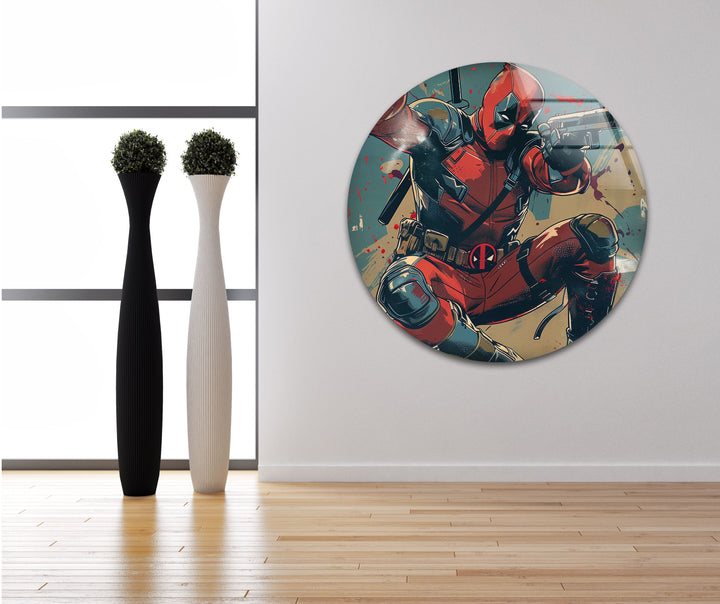 Deadpool Movie Poster Glass Wall Art, art glass wall art, glass wall art pictures