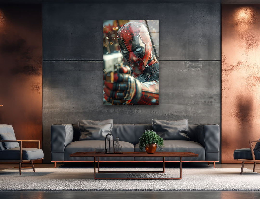 Deadpool Glass Wall Art stained glass wall art, stained glass wall decor
