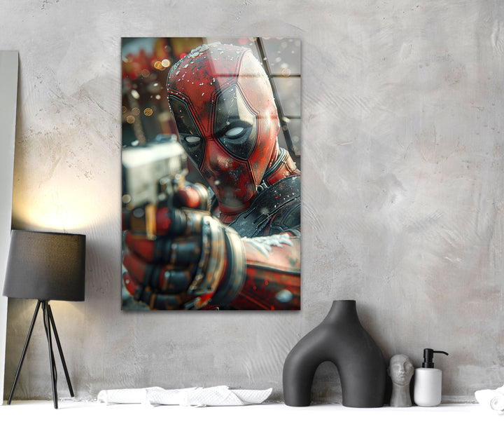 Deadpool Glass Wall Art photo print on glass, prints on glass wall art
