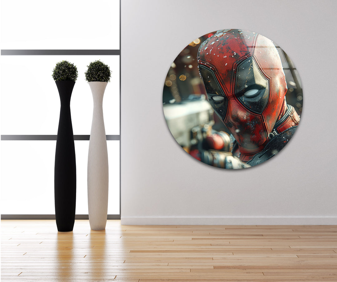 Deadpool Glass Wall Art large glass photo prints, glass wall photos
