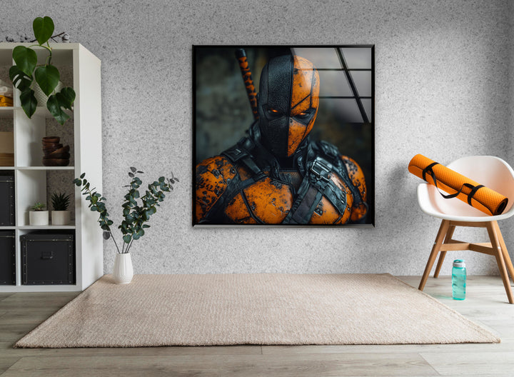 Deathstroke Orange Portrait Glass Wall Art glass image printing, glass prints from photos
