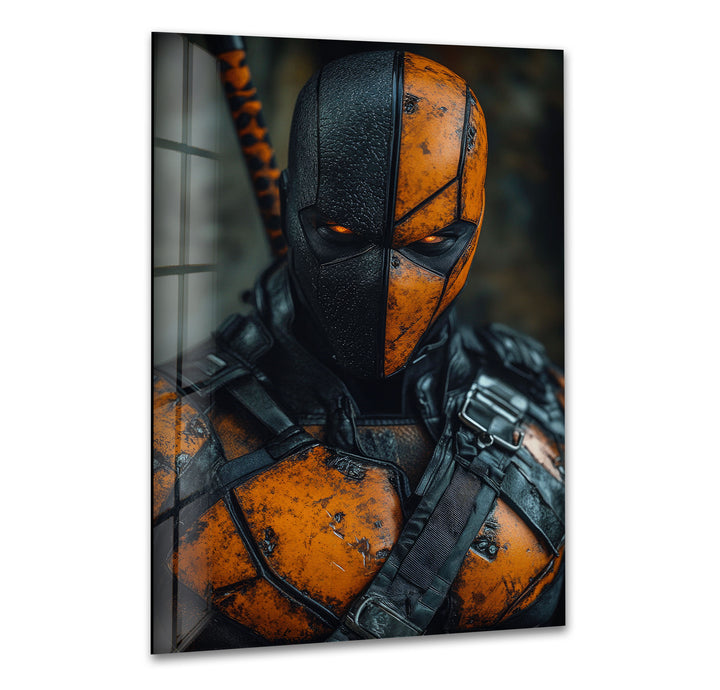 Deathstroke Orange Portrait Glass Wall Art art glass wall art, glass wall art pictures
