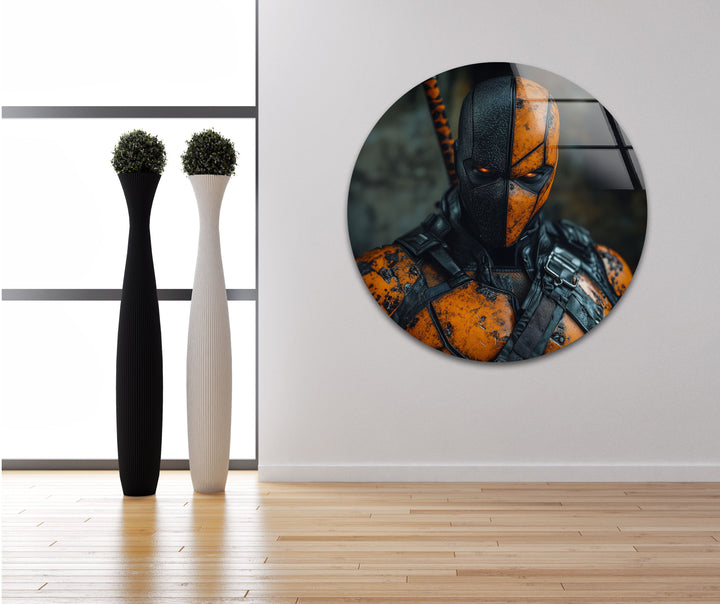 Deathstroke Orange Portrait Glass Wall Art print on glass, glass printed photos
