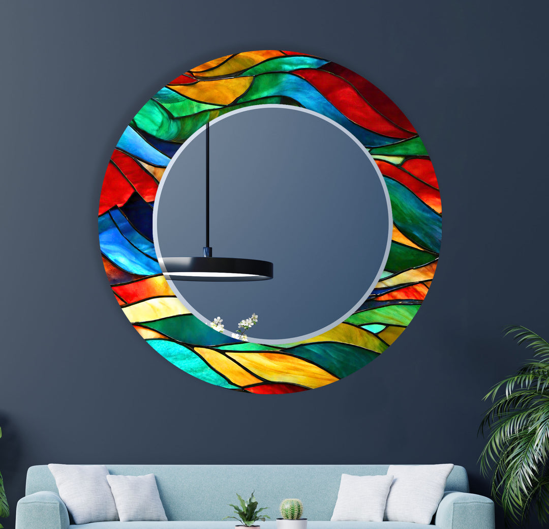 Stained Wavy Lines Wall Mirror  Large Mirror
