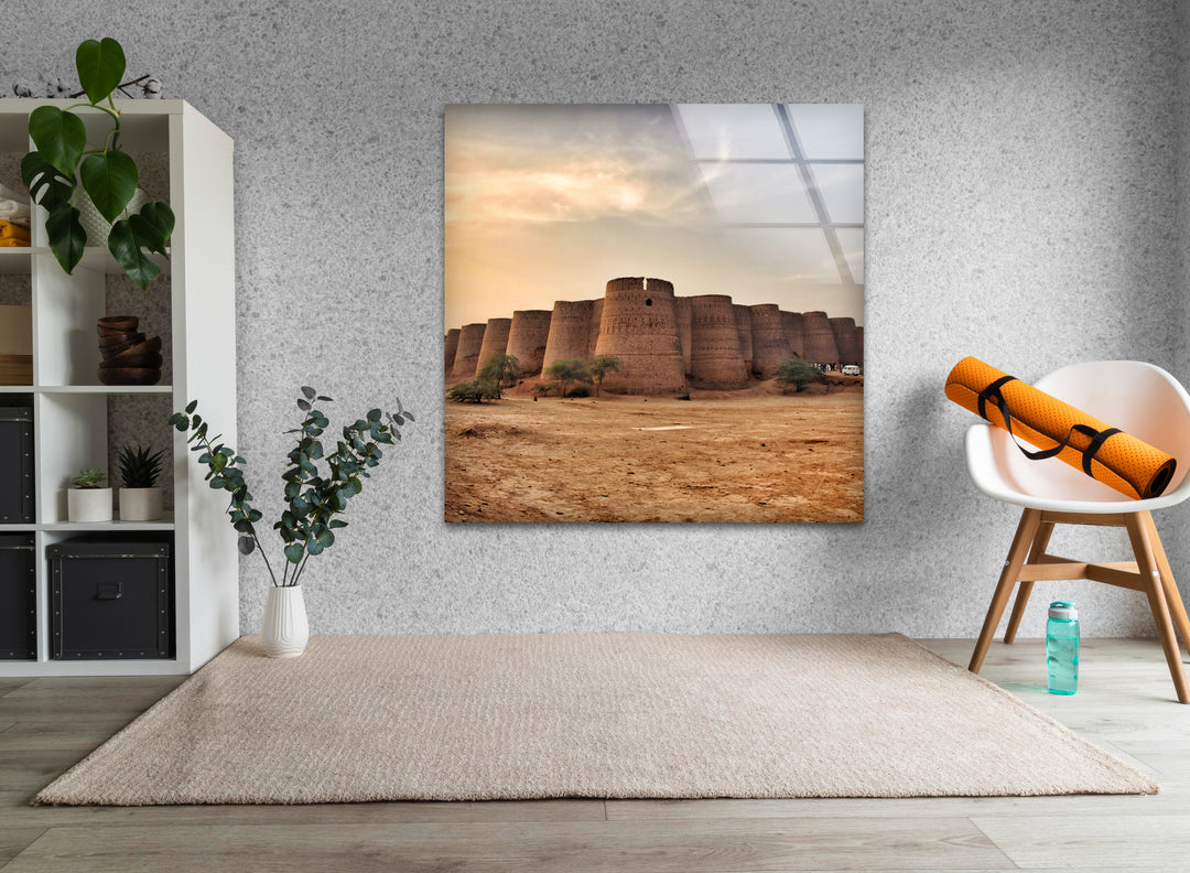 Derawar Fort: Breathtaking Desert View on Glass Wall Art
