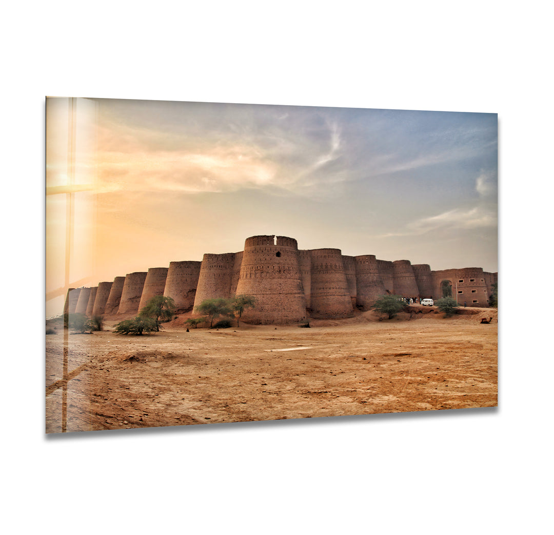 Derawar Fort: Iconic Desert Fortress on Glass Wall Art
