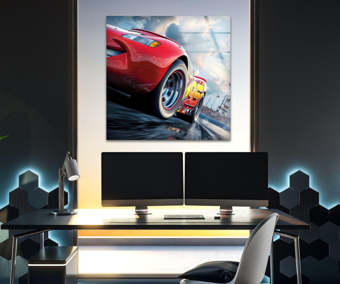 Lightning Mcqueen Glass Wall Art Glass Printing Wall Art, Print photos on glass
