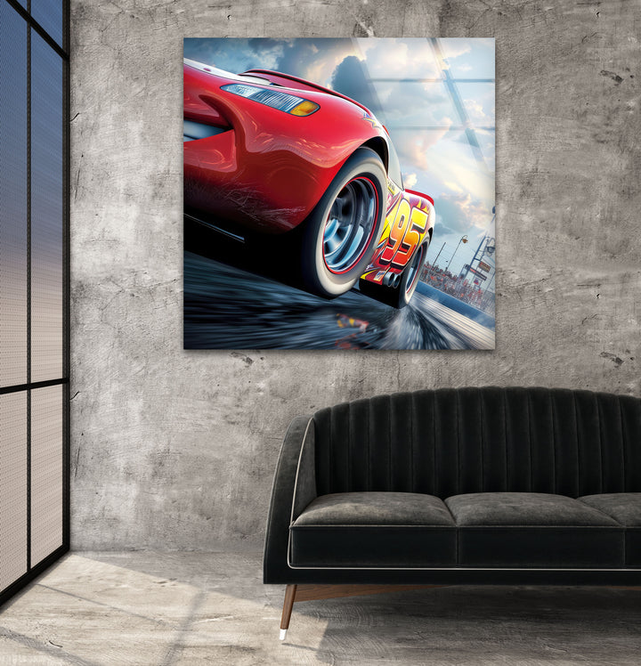 Lightning Mcqueen Glass Wall Art glass pictures for Wall, glass prints wall art
