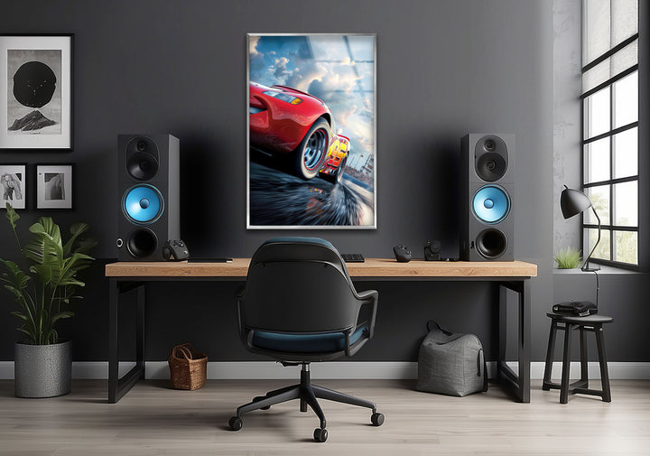 Lightning Mcqueen Glass Wall Art glass photo prints, glass picture prints
