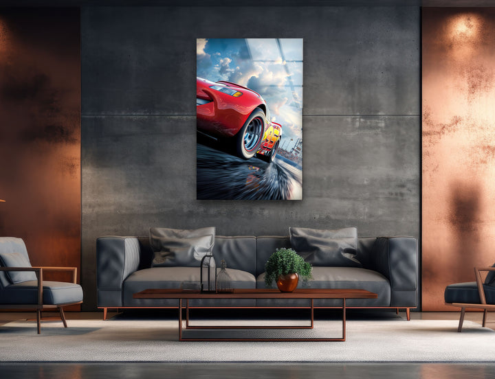 Lightning Mcqueen Glass Wall Art print on glass, glass printed photos
