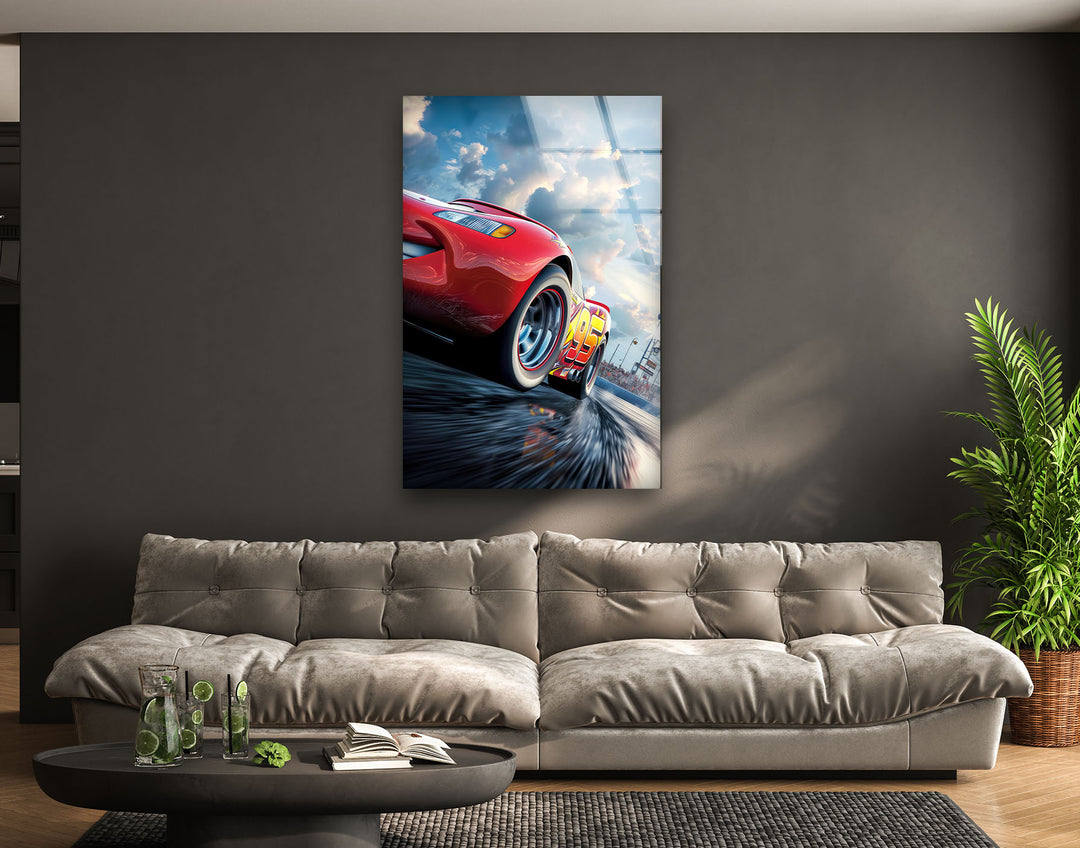 Lightning Mcqueen Glass Wall Art large glass photo prints, glass wall photos
