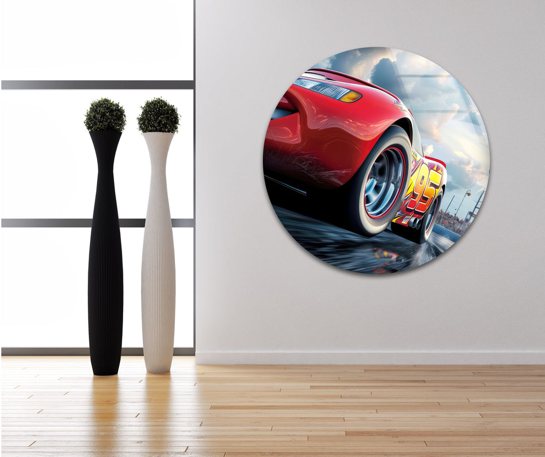 Lightning Mcqueen Glass Wall Art photo print on glass, prints on glass wall art
